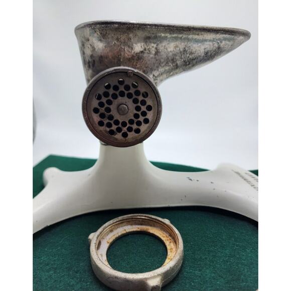 Vintage 70s Meat‎ Grinder Enterprise K-1978 White Cast-Iron No Clamp - Picture 7 of 16